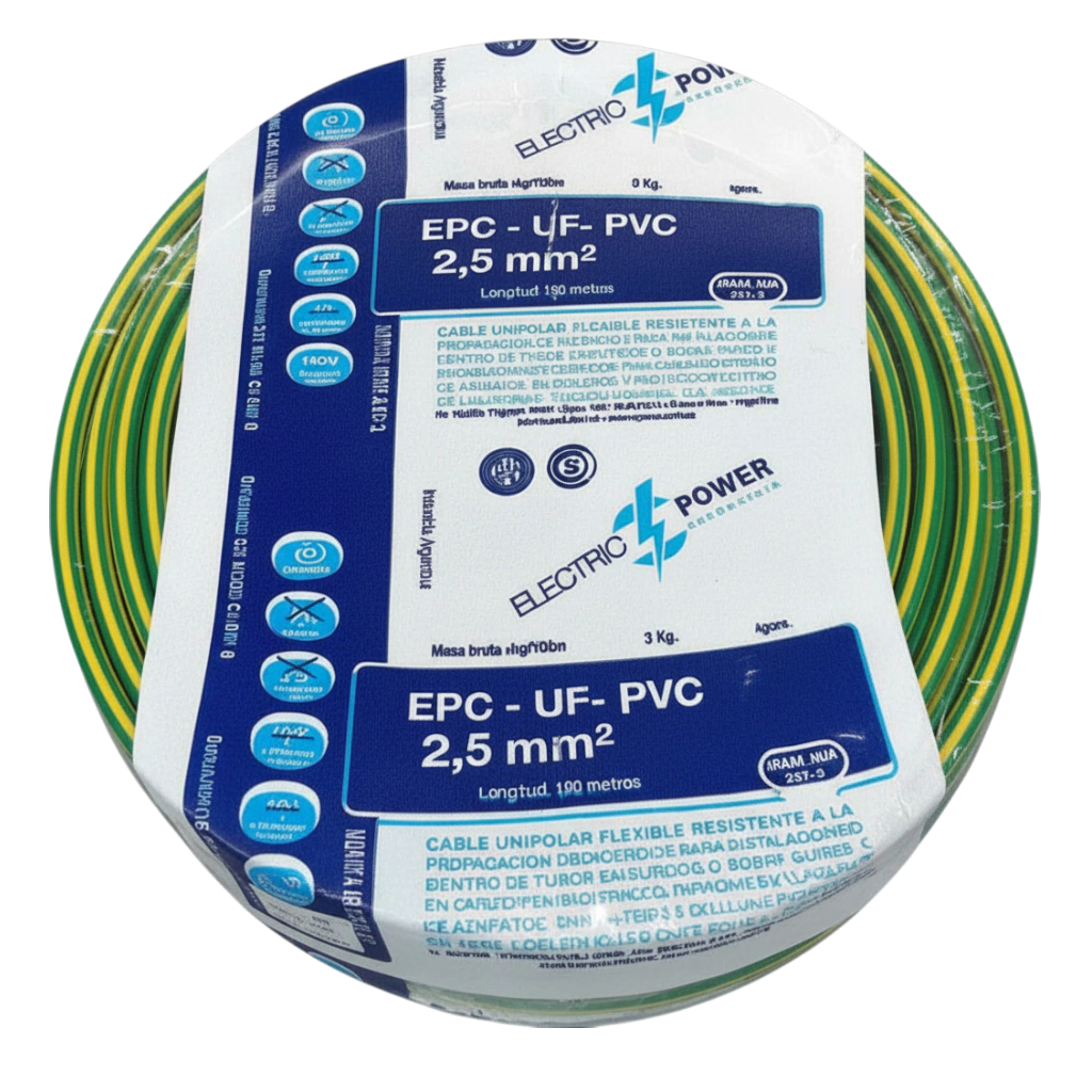 Cable Unipolar 2,5_VERDE Y AMARILLO x 100 metros