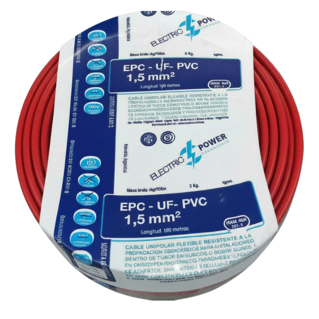 [UNIPOLAR15R] Cable Unipolar 1,5_ROJO x 100 metros