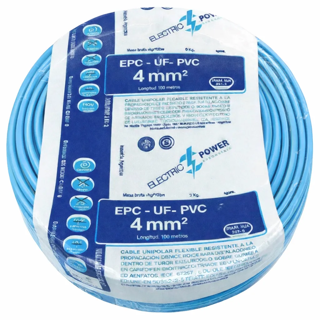 Cable Unipolar 4_Celeste x 100 metros